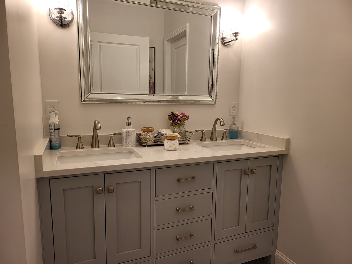 custom bath cabinets for double sink