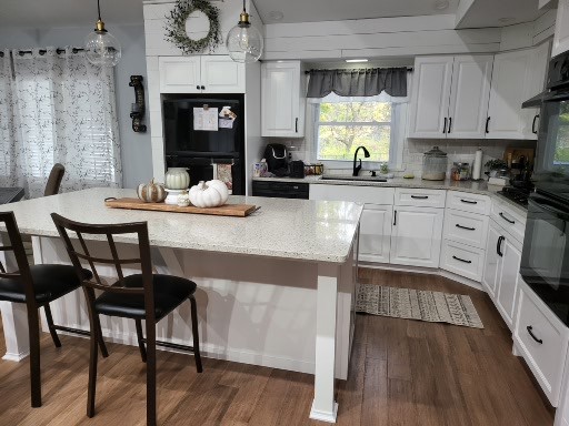 custom white kitchen with island